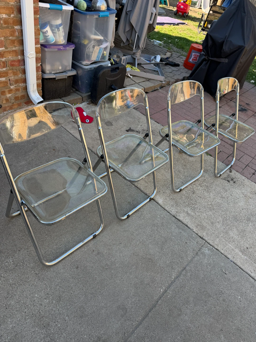 Set of 4 Transparent Folding Chairs - photo 2