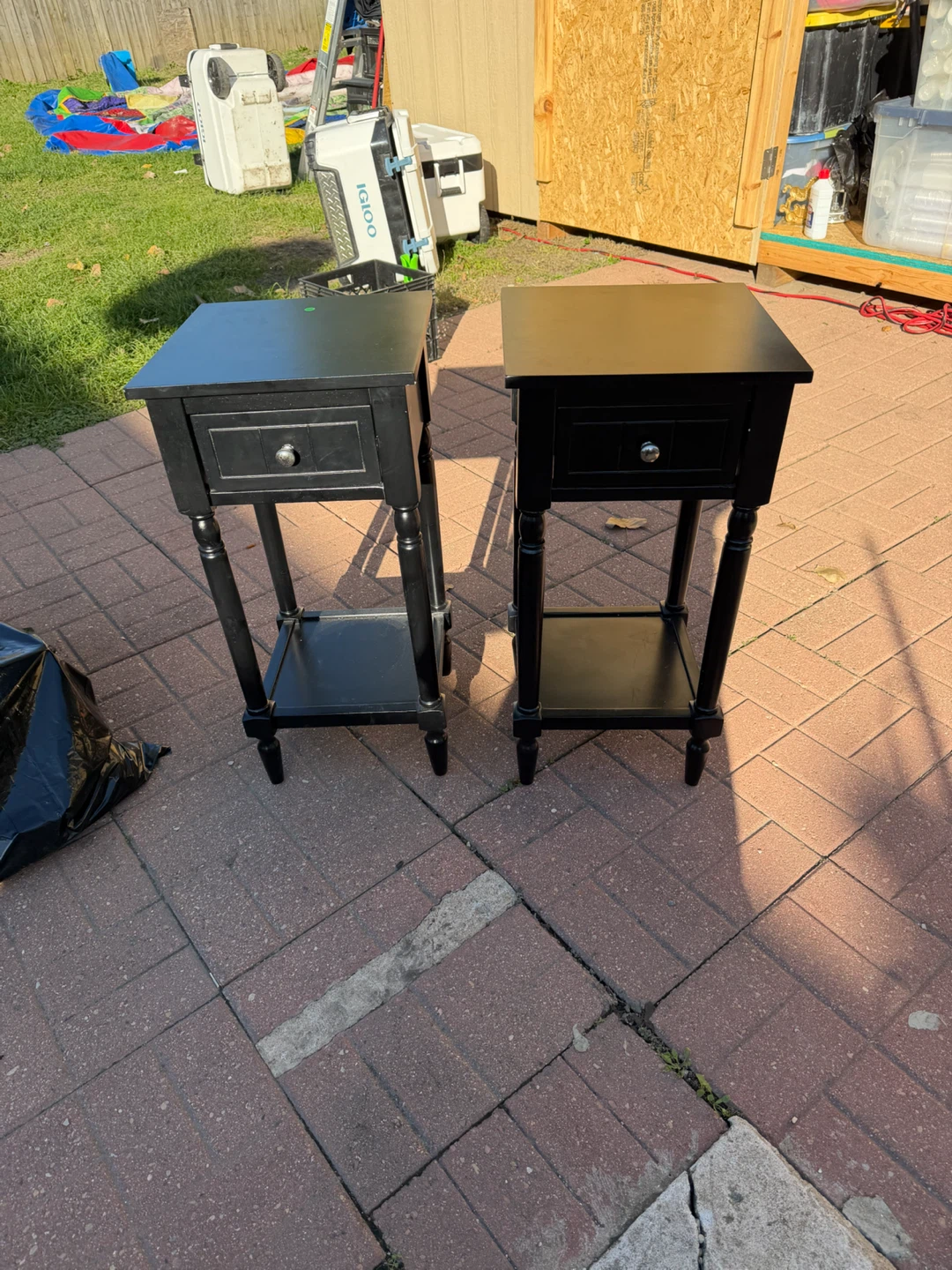 Set of two black side tables