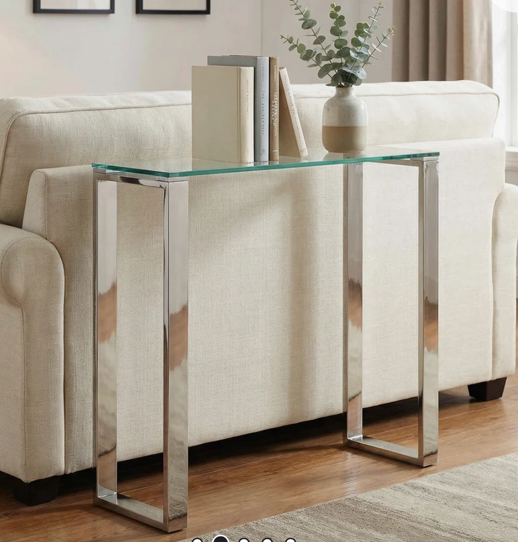 Modern Chrome and Glass Console Table
