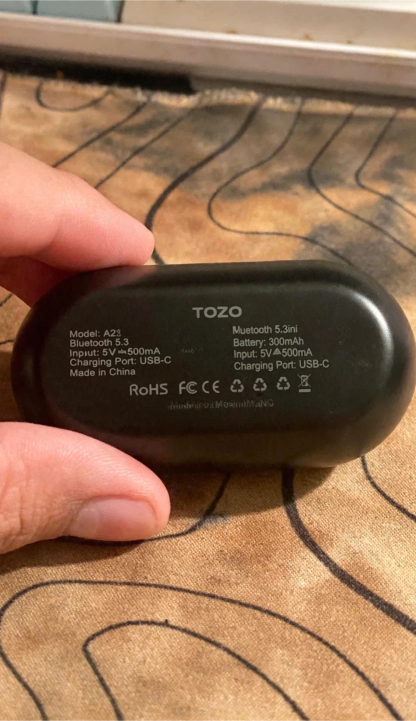 TOZO A2 Wireless Earbuds + Charging Case + USB-C Cable - Black - photo 3
