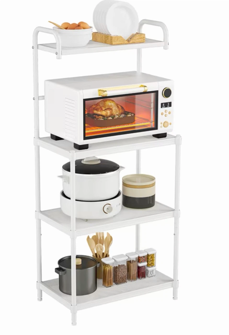 4-Tier White Kitchen Microwave Storage Shelf