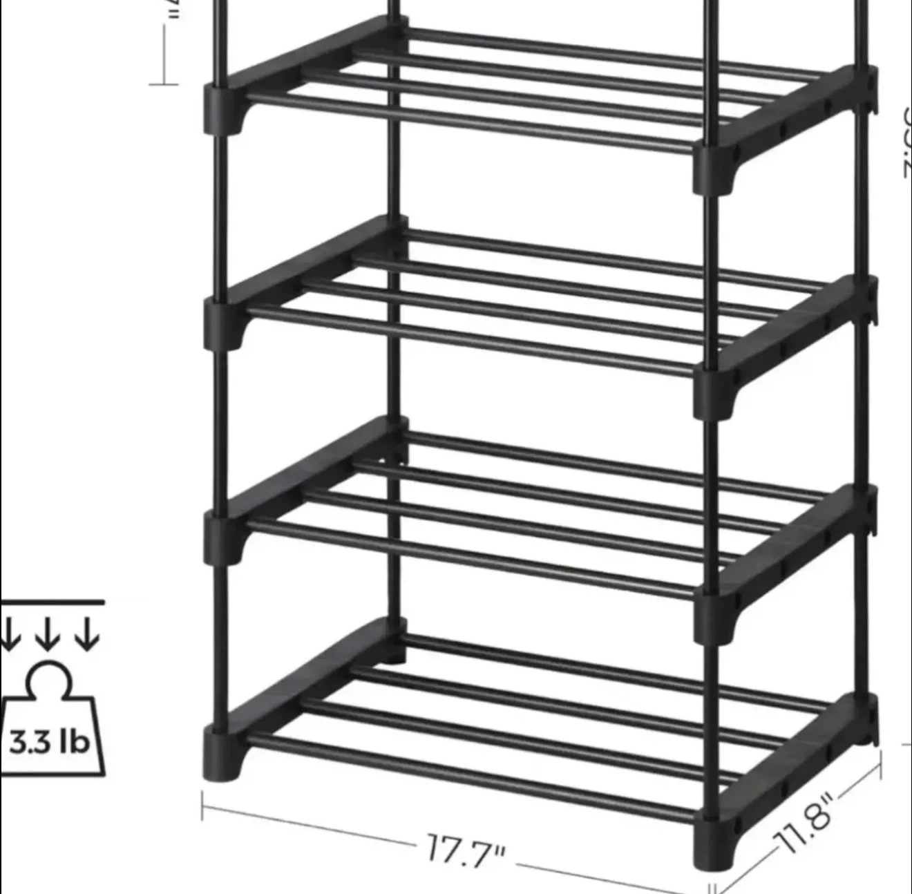 4-Tier Black Shoe Rack