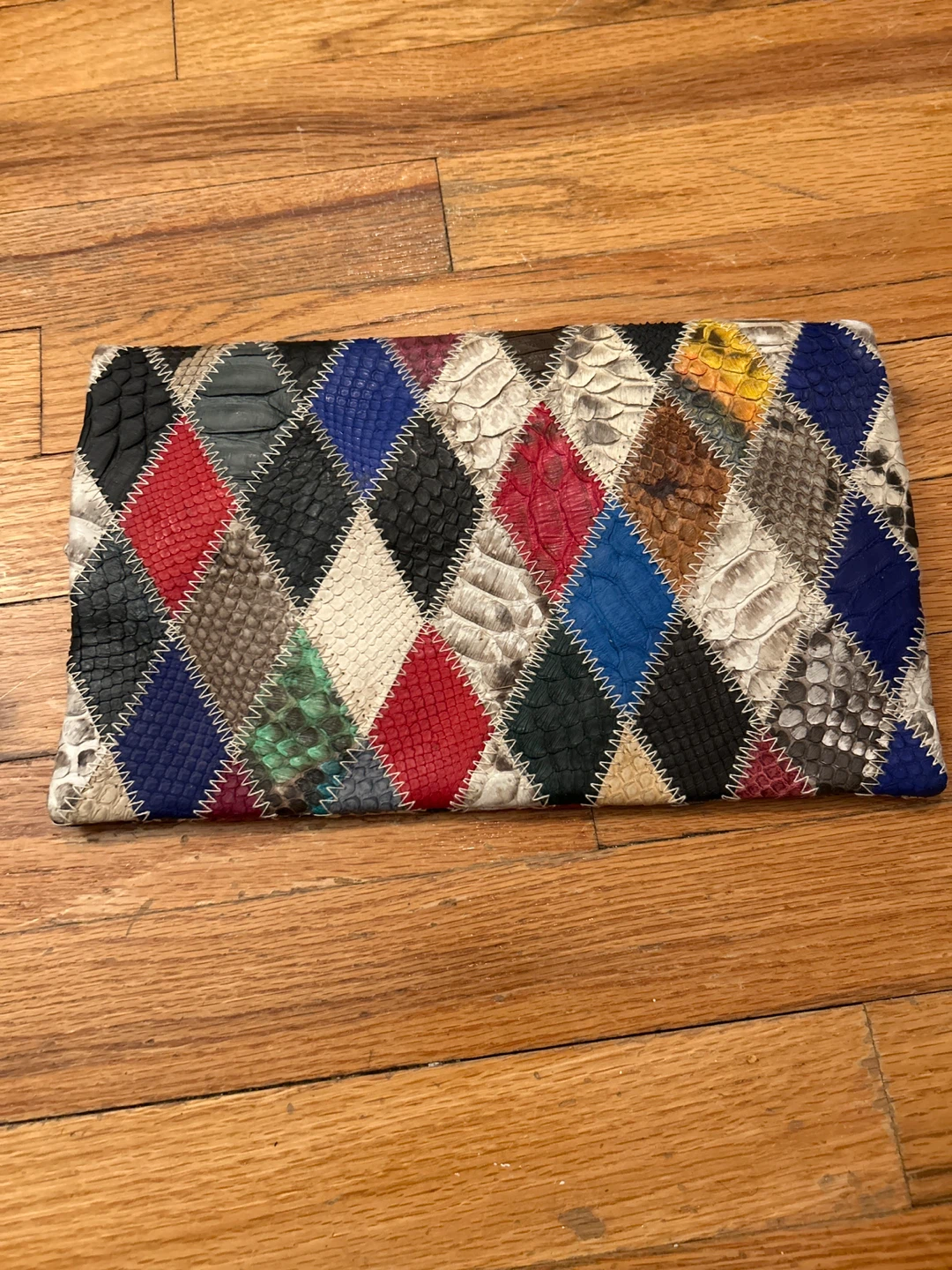 Multicoloured Patchwork Snakeskin Clutch - photo 2