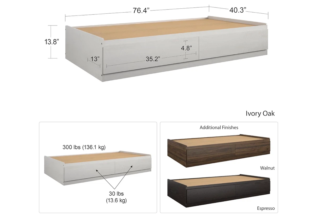 Ivory Oak Storage Bed Frame - photo 3