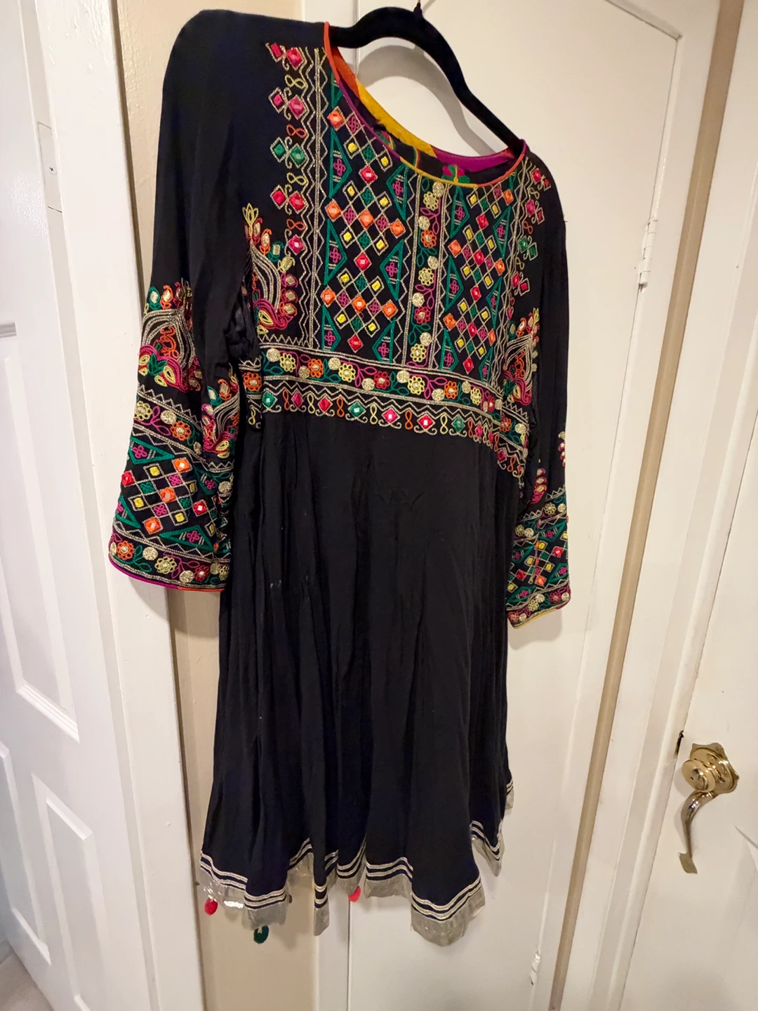 Rang Ja Embroidered Black Dress
