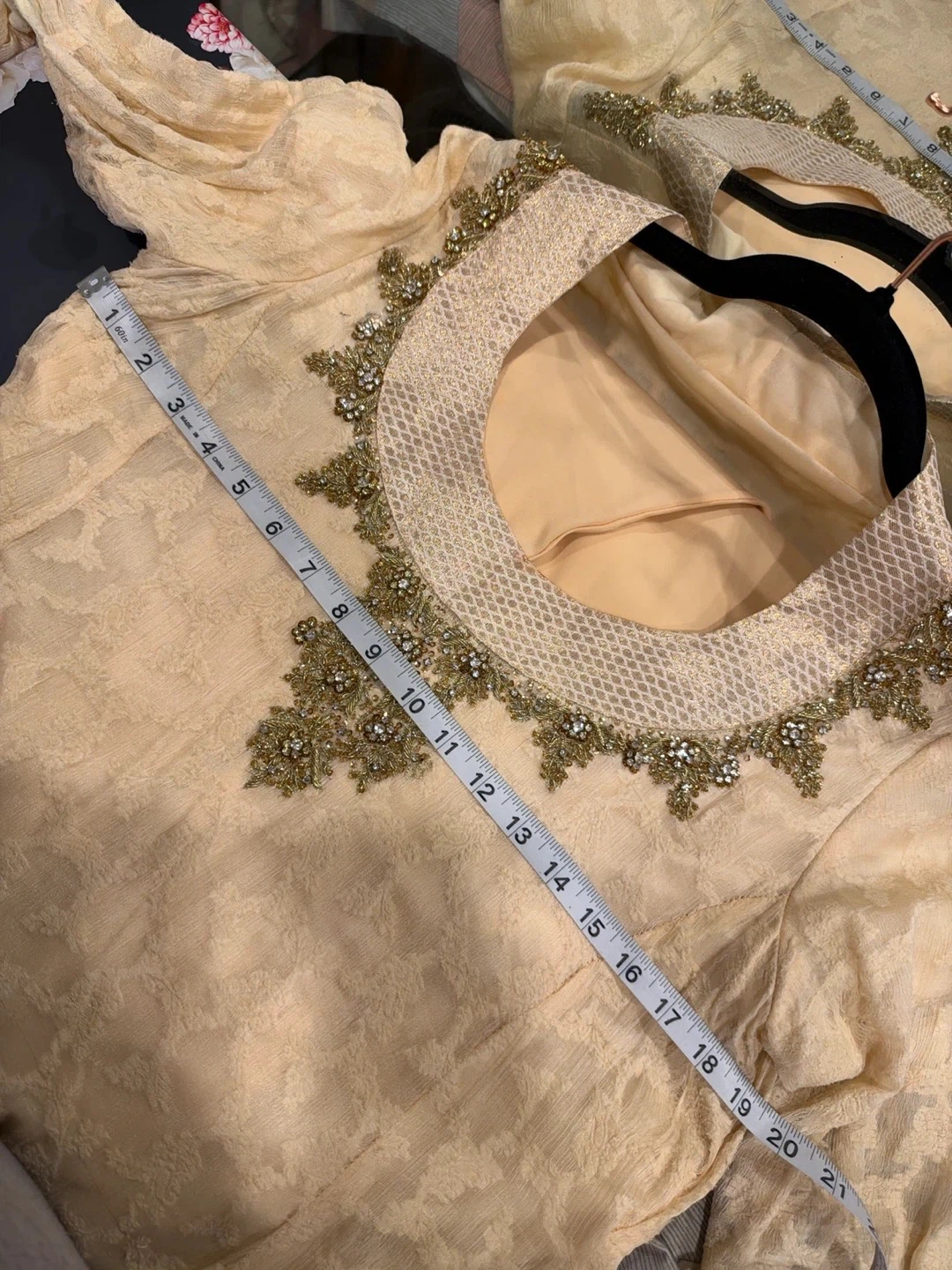 Beige Embroidered Long 3 pc shalwar kameez - photo 4