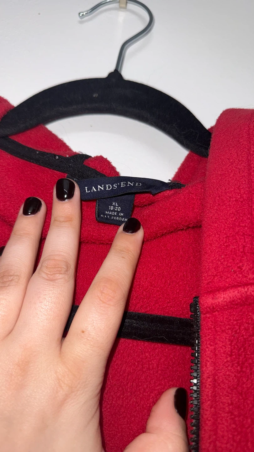 Lands' End Red Fleece Hoodie Jacket - photo 2