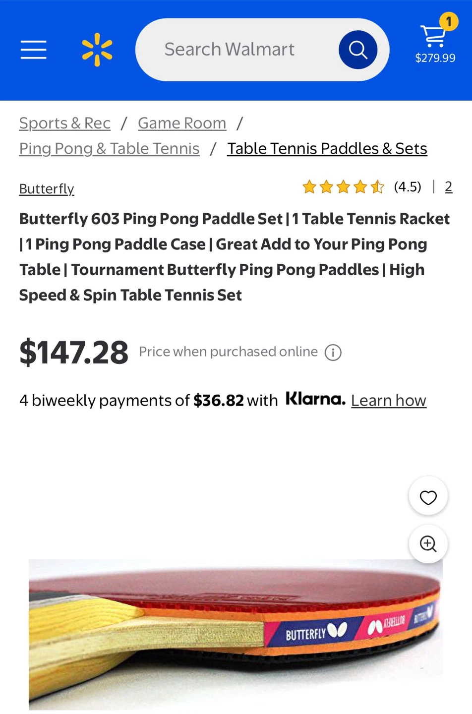Butterfly TBC 603 Ping Pong Paddle Set /1 Table Tennis Racket - photo 4