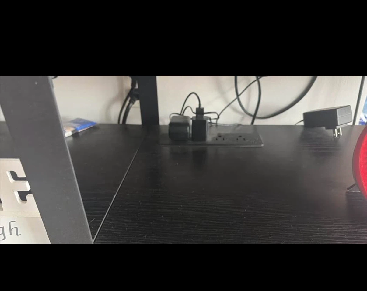 Black TV Stand with Built-in Power Outlet - photo 2