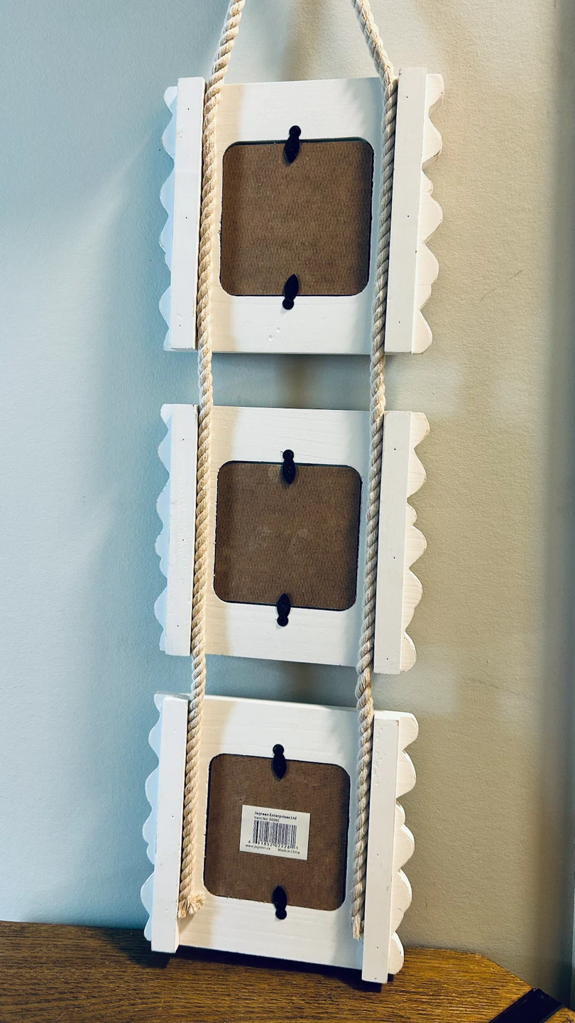 Distressed Wooden Nautical Triple Photo Frame Wall Hanging - photo 3