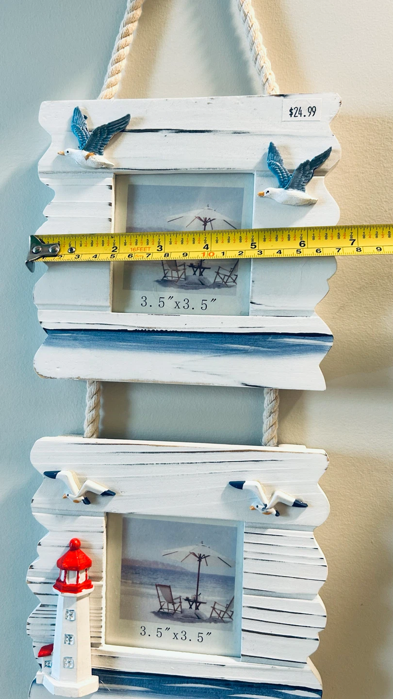 Distressed Wooden Nautical Triple Photo Frame Wall Hanging - photo 4