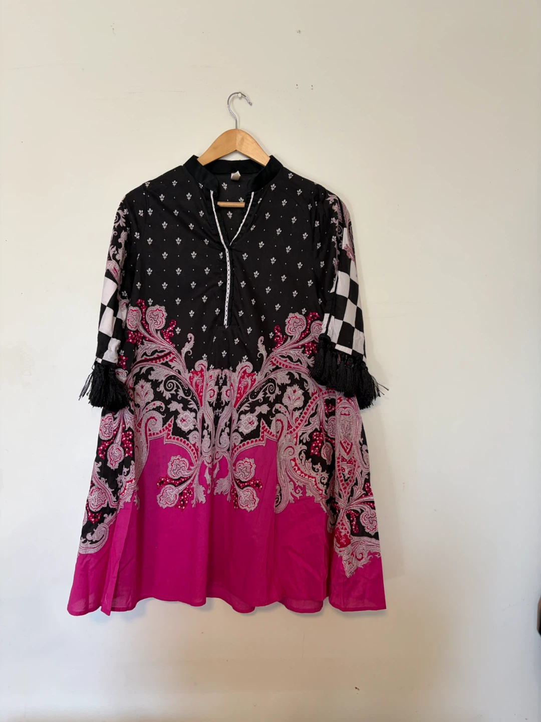 Black and Pink Patterned Tunic