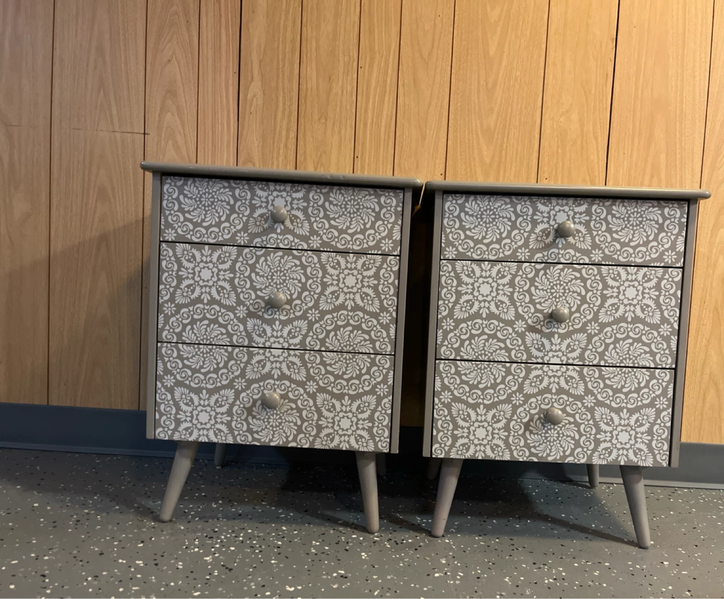 Set of Two Patterned Bedside Tables