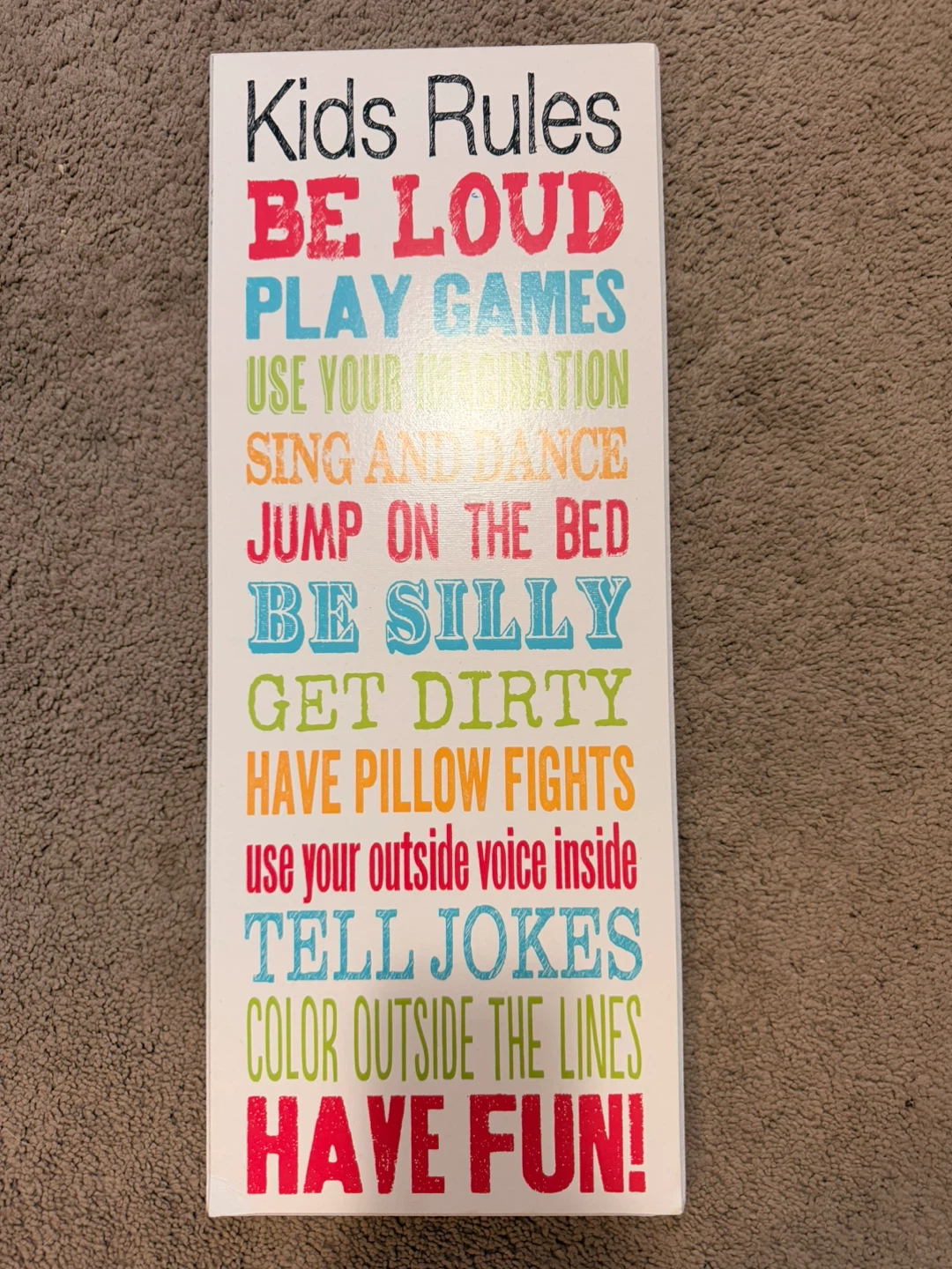 Kids Rules Decorative Wall Sign
