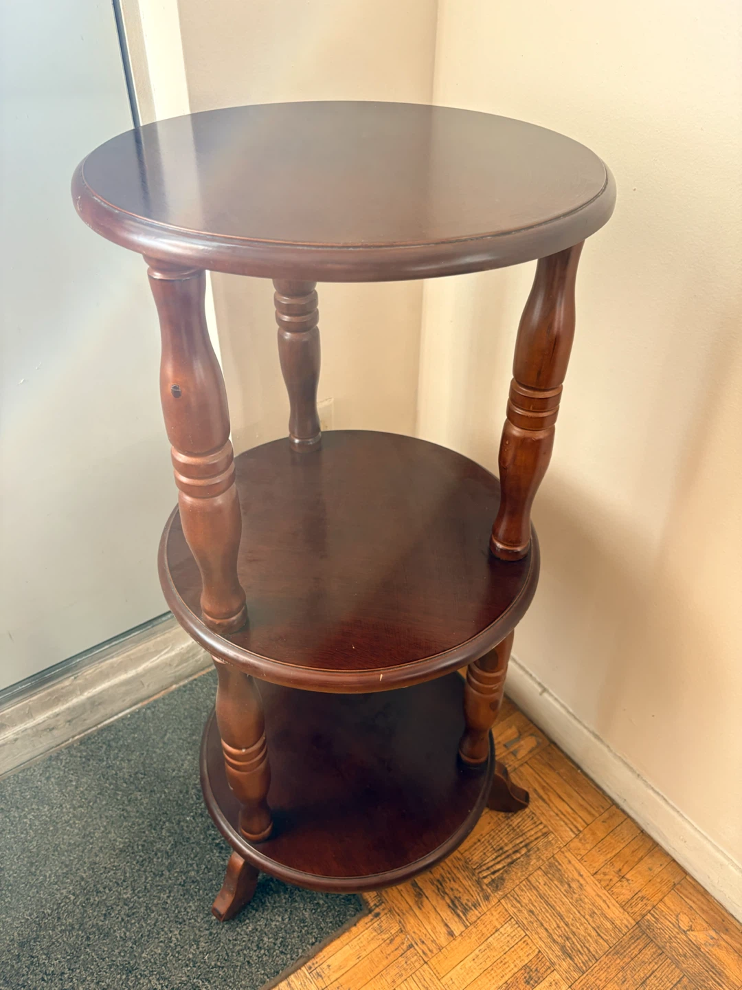 Three-Tier Round Wooden Side Table