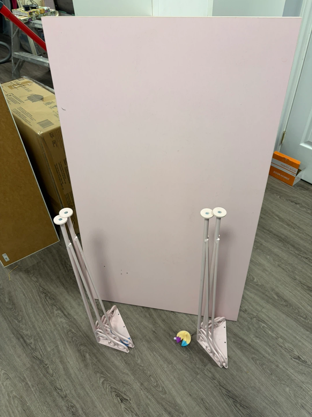 Pink Table Top with Metal Hairpin Legs
