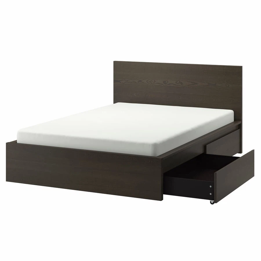 Queen IKEA MALM Bed Frame + 2 Storage boxes