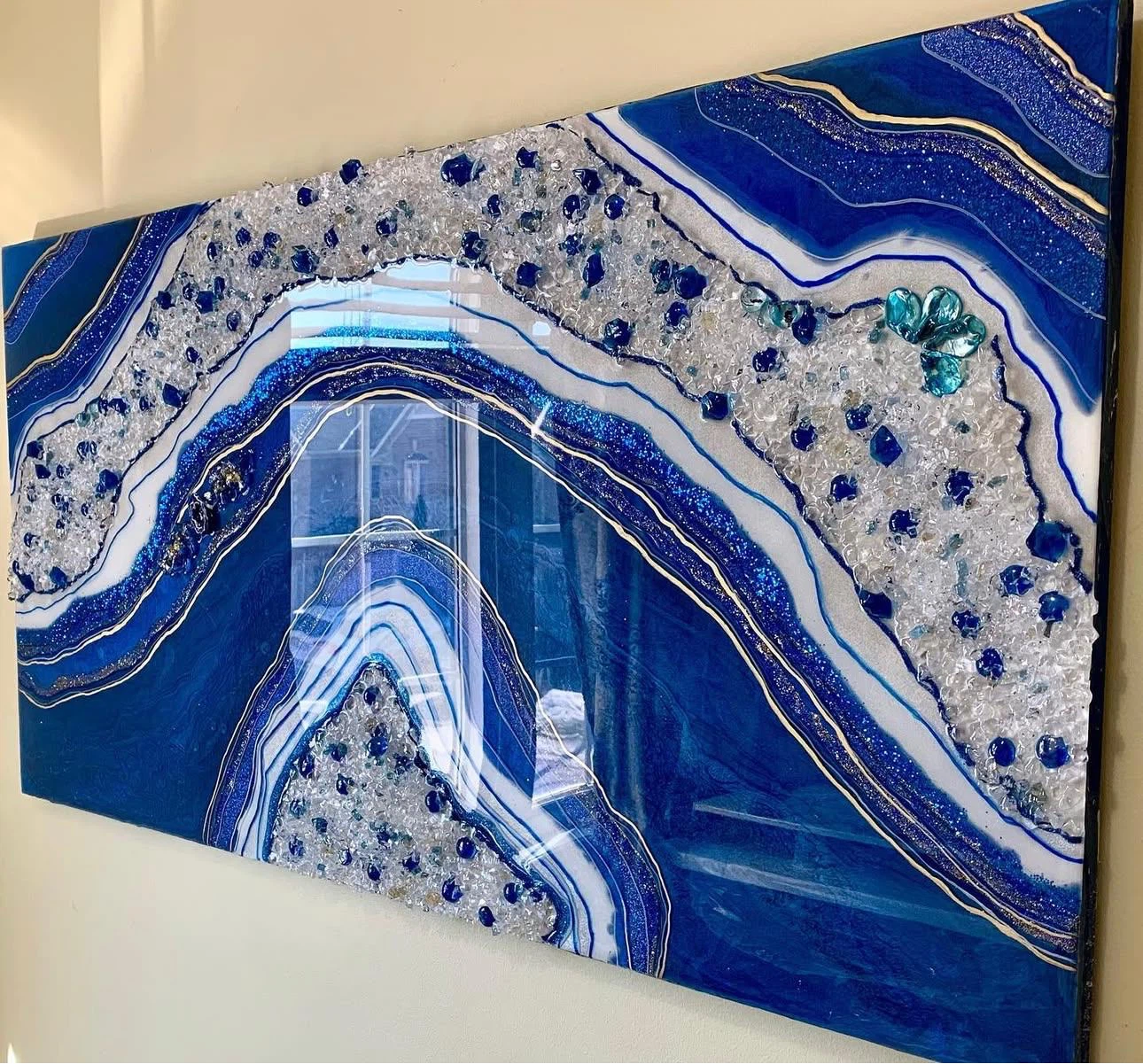 Blue Agate-Inspired Resin Wall Art
