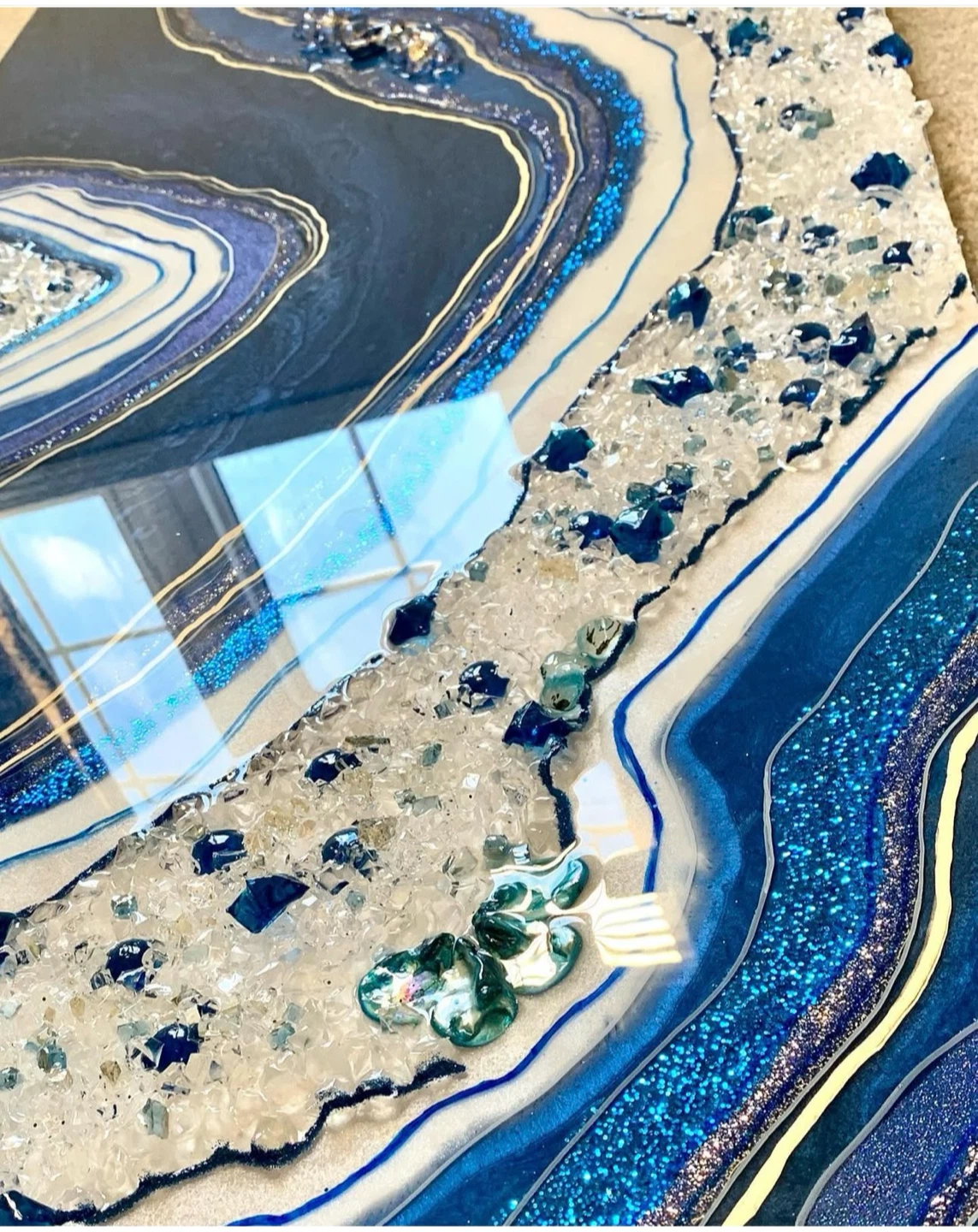 Blue Agate-Inspired Resin Wall Art - photo 2