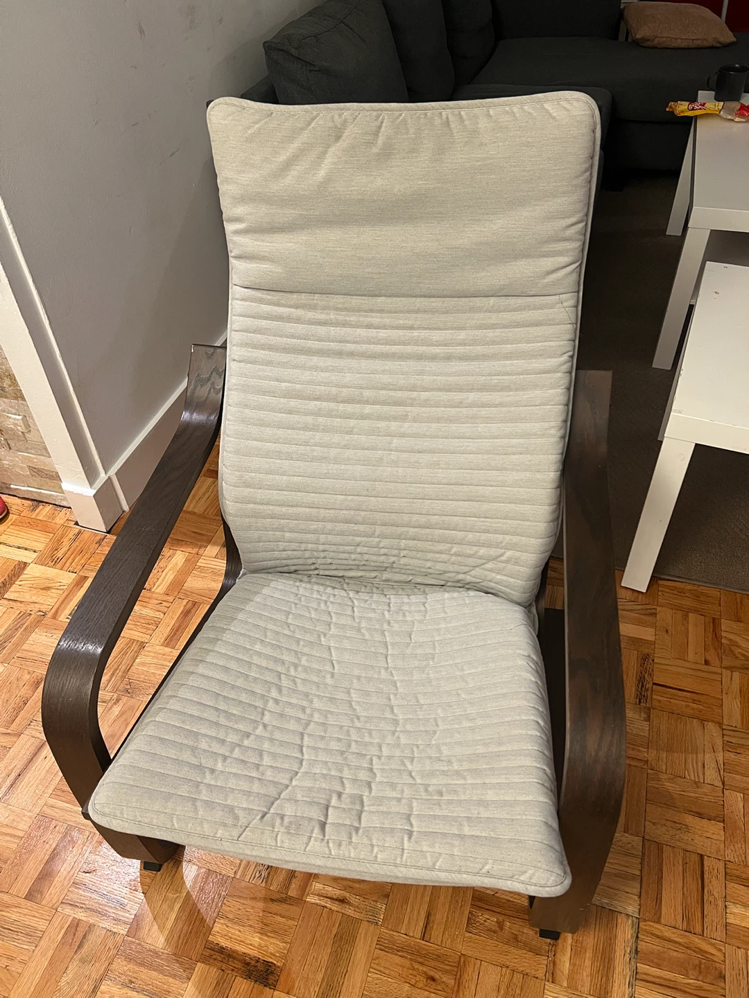 IKEA Poang Armchair with Light Grey Cushion - photo 2