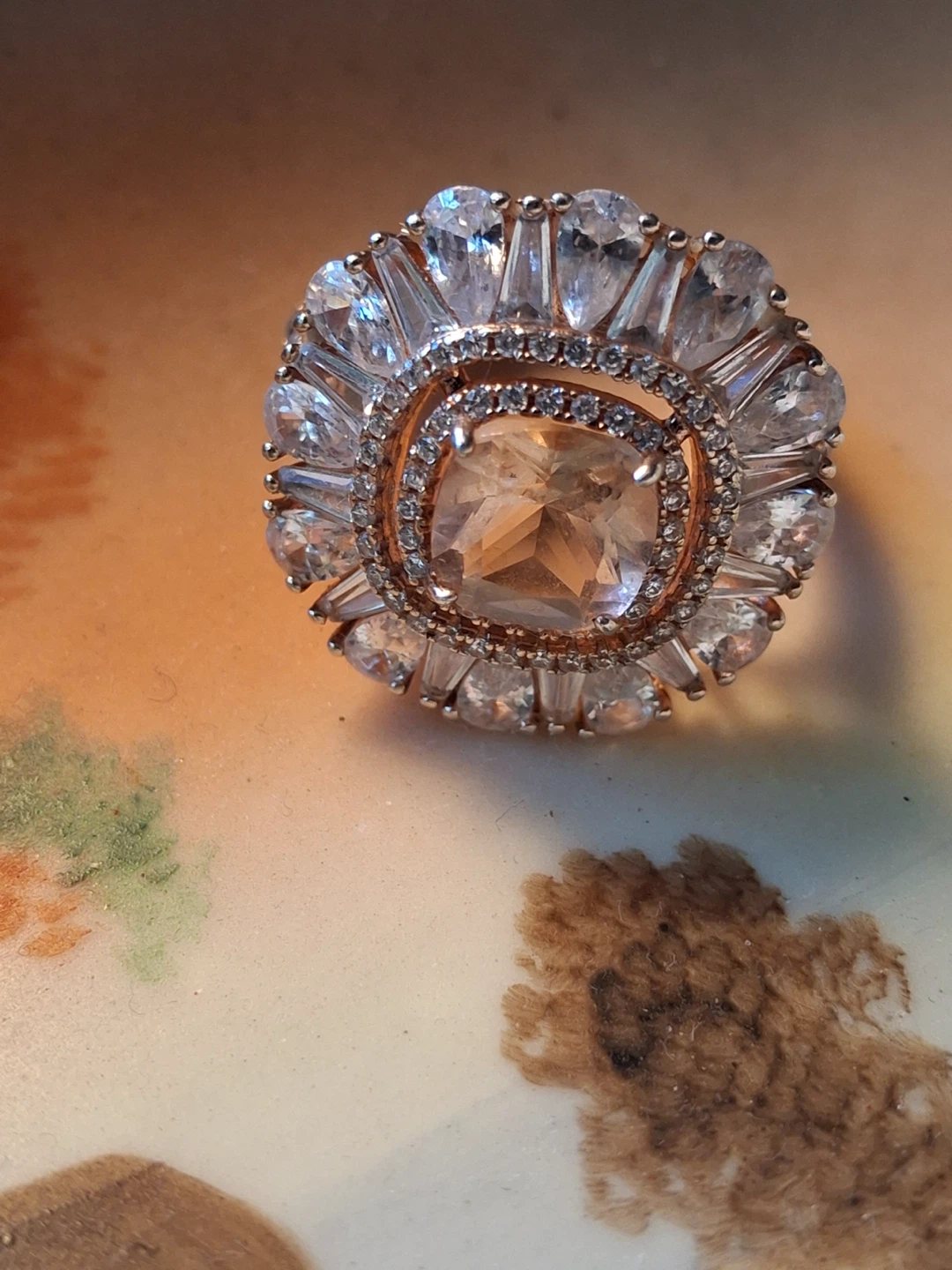 Large statement ring with sparkly stones (stamped 925) - photo 2