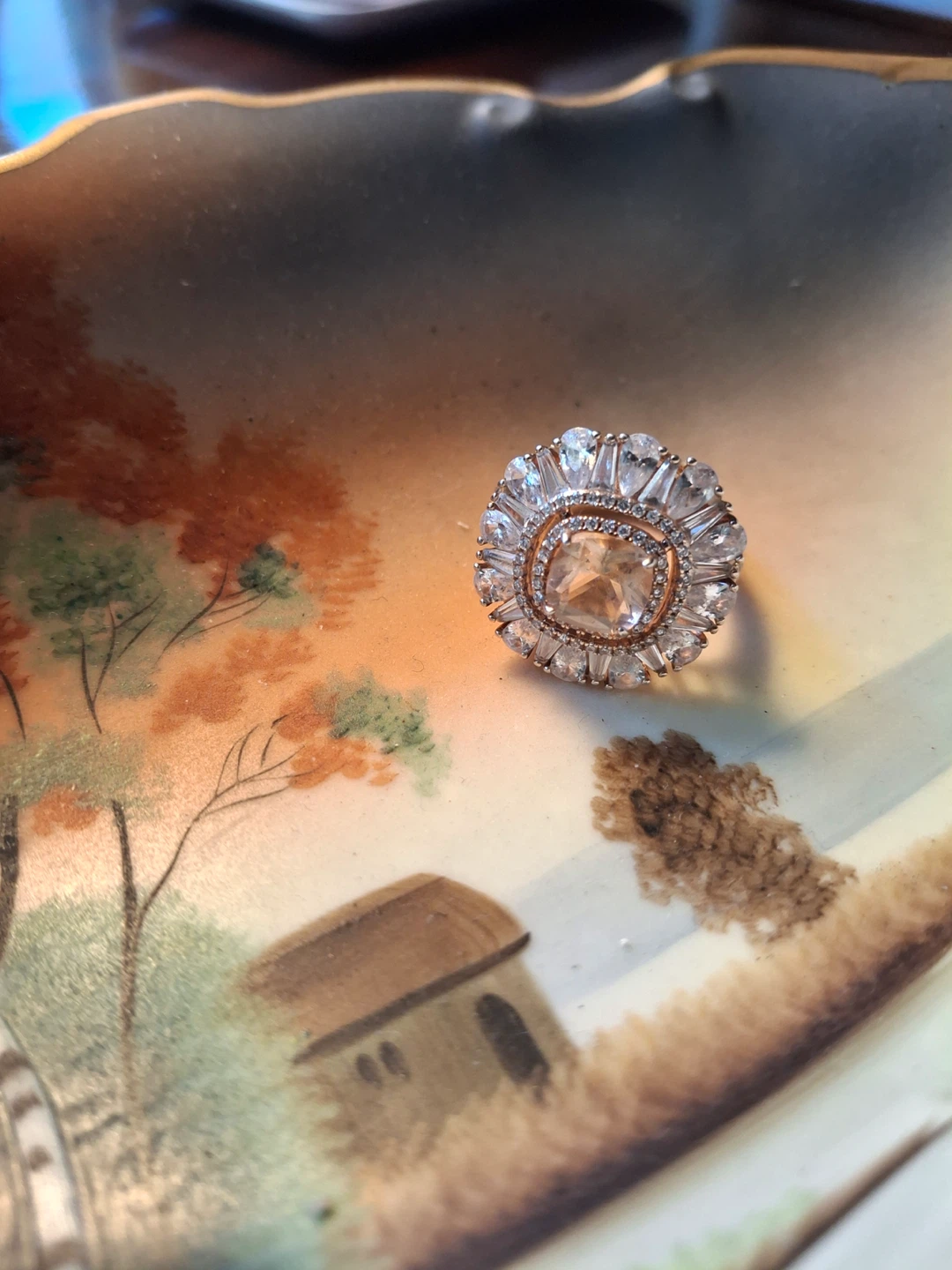 Large statement ring with sparkly stones (stamped 925) - photo 4