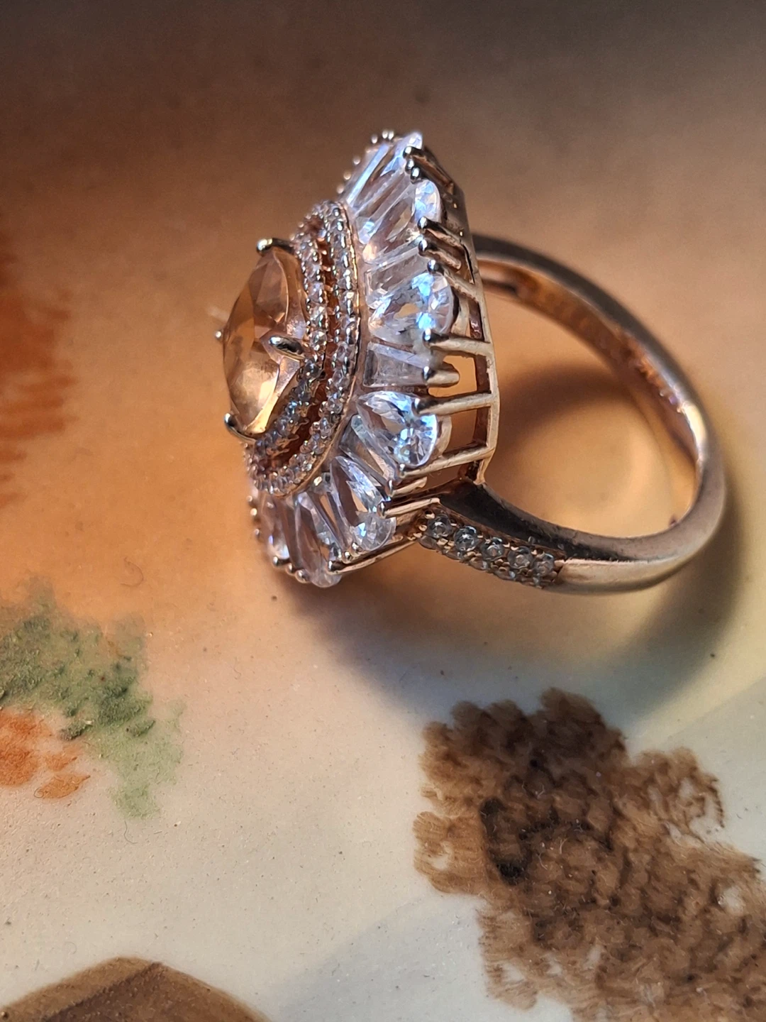 Large statement ring with sparkly stones (stamped 925) - photo 5