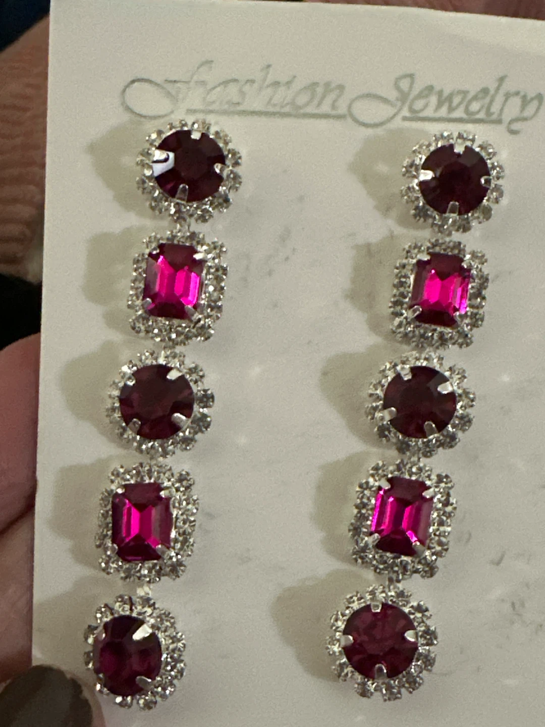 Pink Gemstone Dangle Earrings