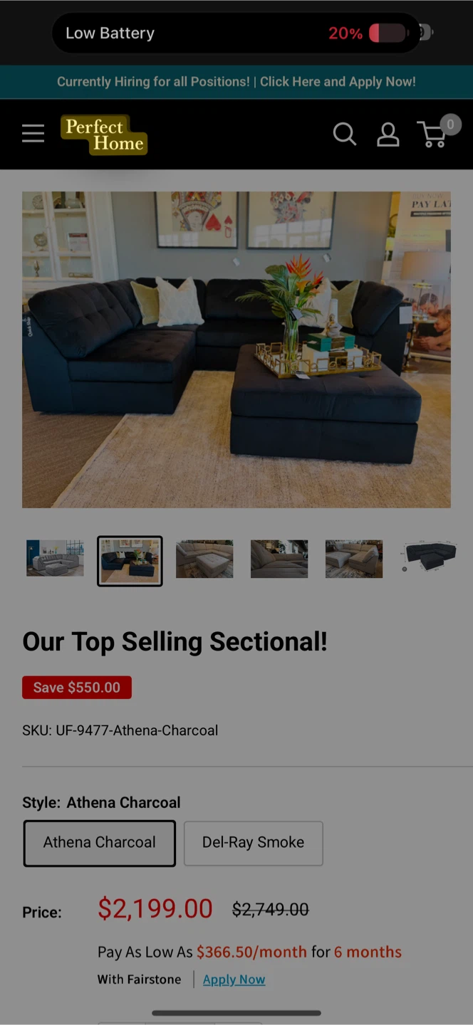 Perfect Home Modular Athena Charcoal Sectional Sofa with Ottoman - photo 2