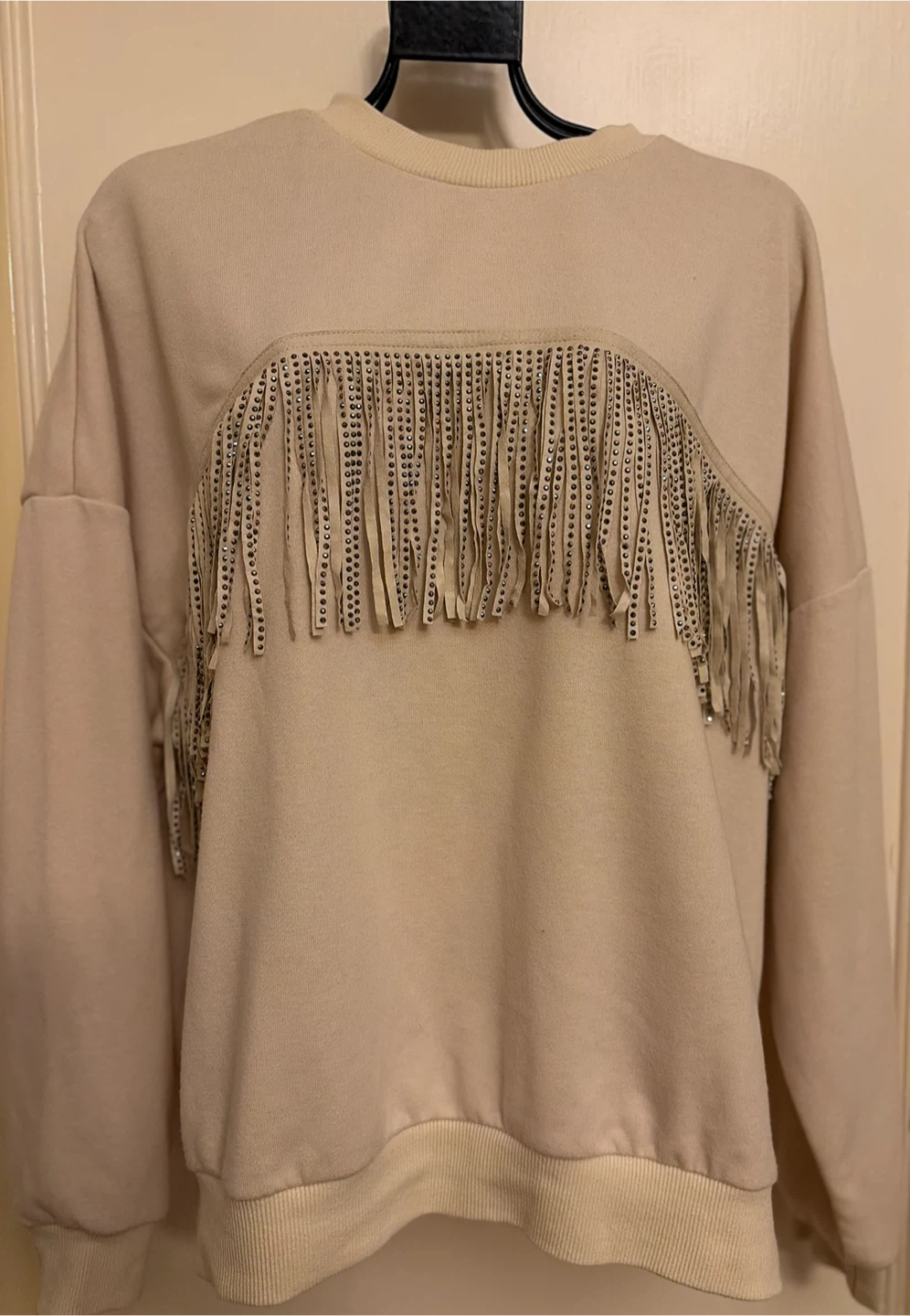 Vero Moda Beige Fringe Sweatshirt