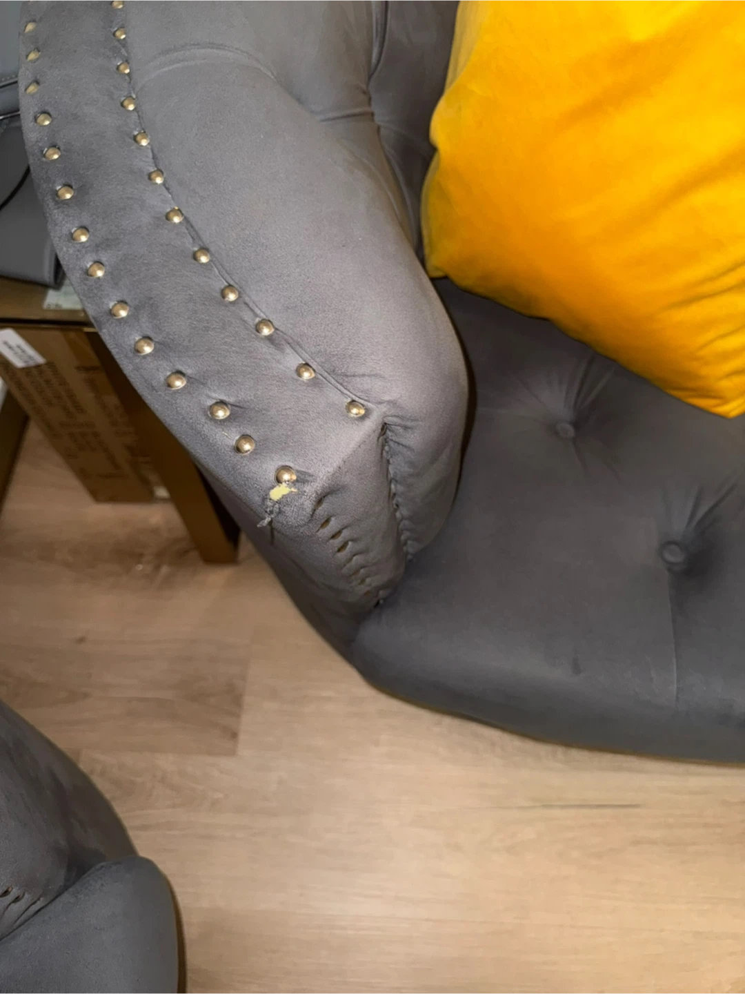 Gray Velvet Tufted Sofa - photo 3