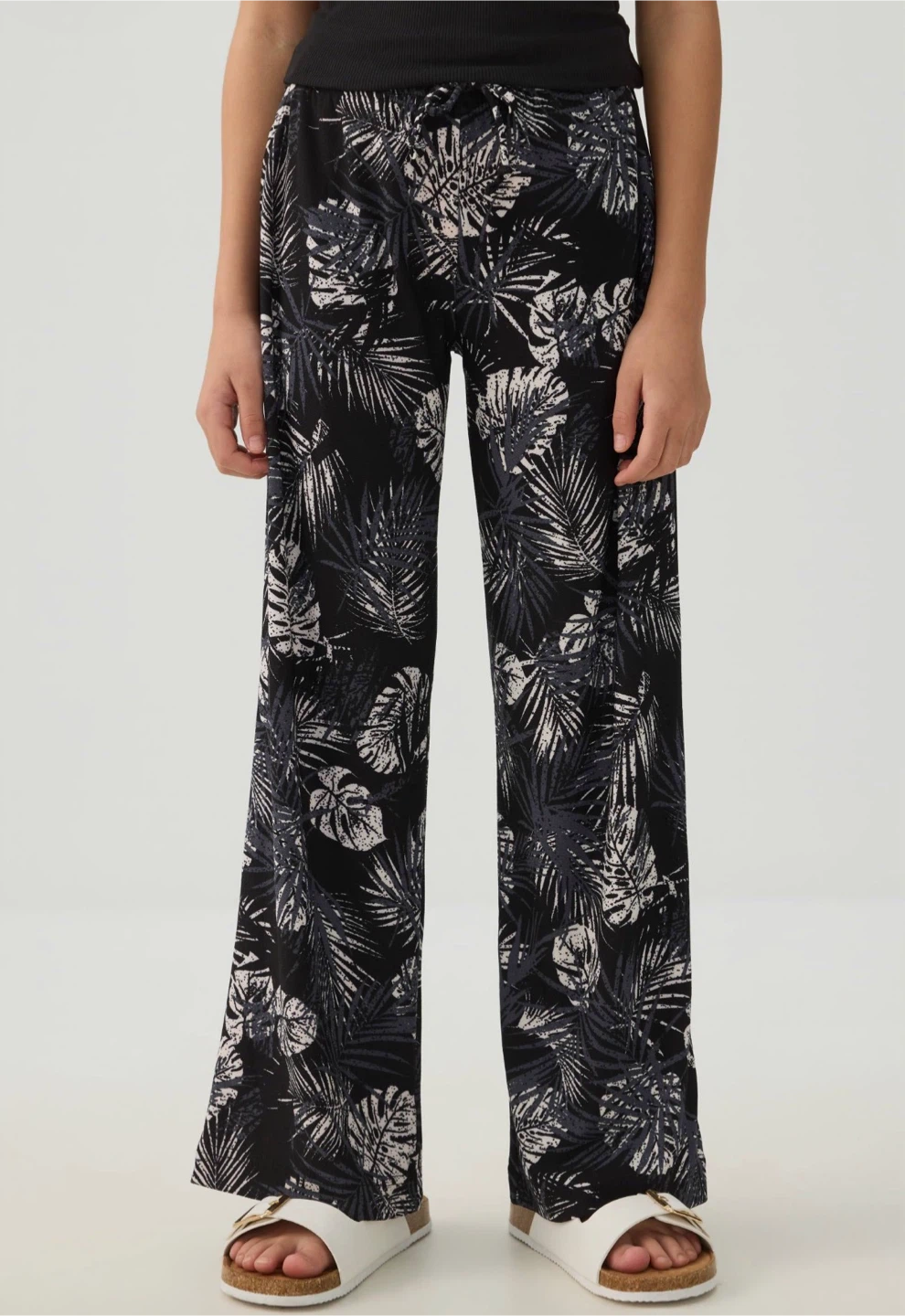 KIDS SIZE L/ Tropical Print Wide Leg Pants