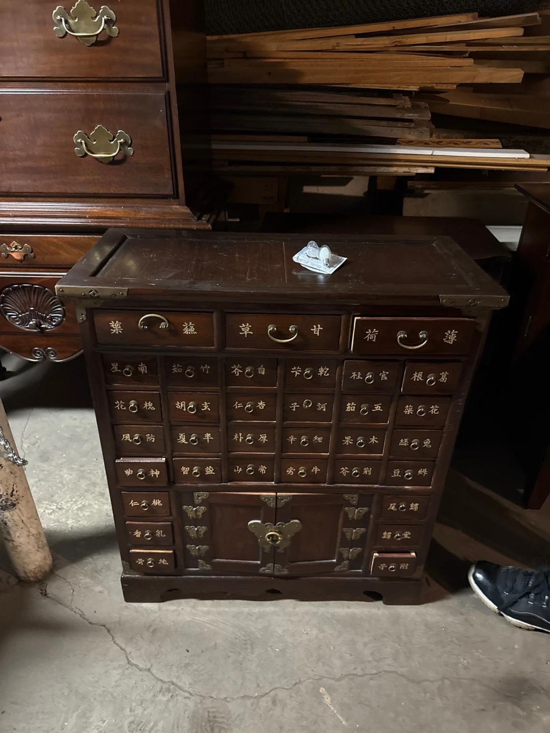 Antique Oriental Apothecary Medicine Cabinet