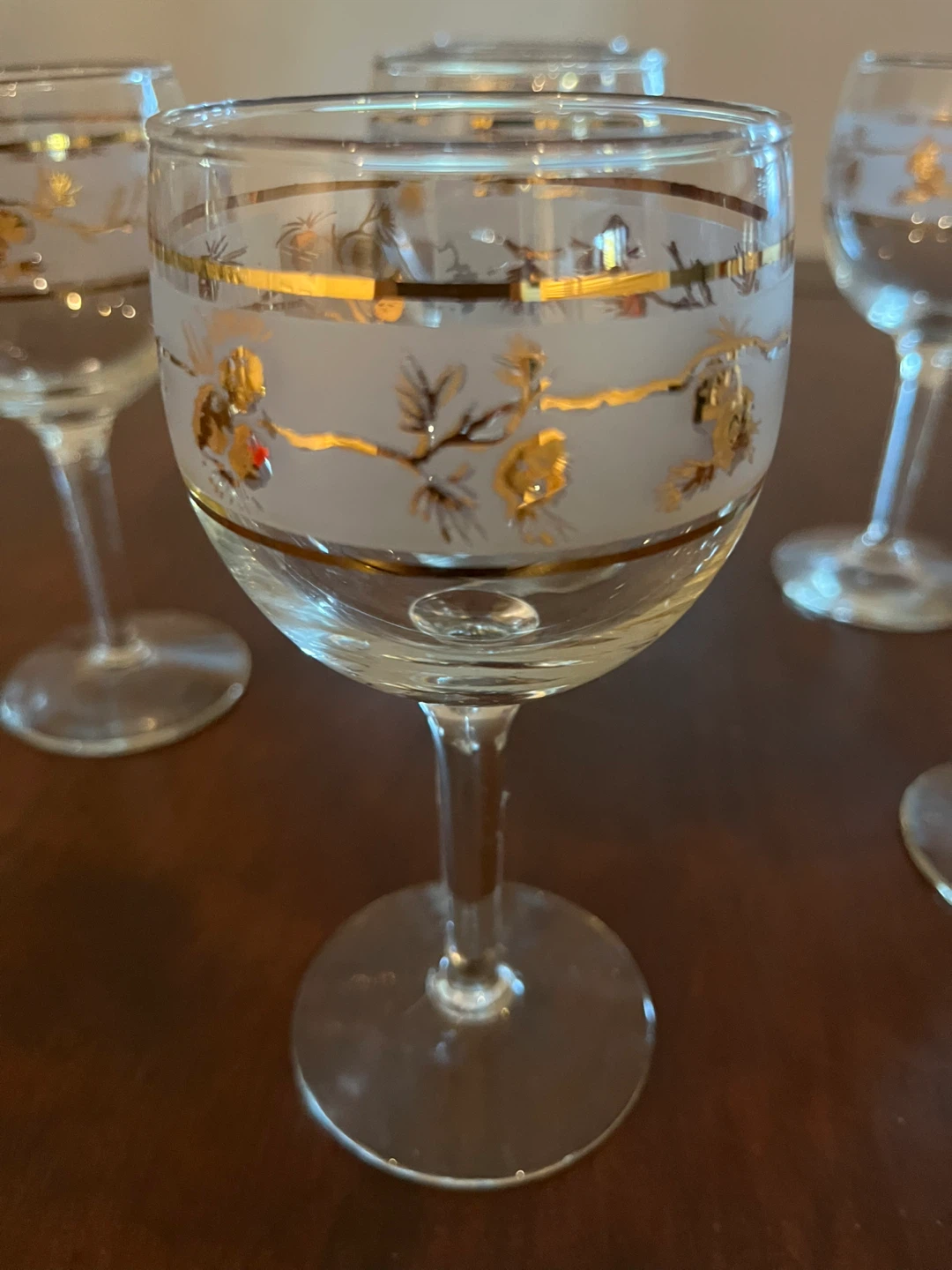 Set of 6 Vintage Gold-Trimmed Wine Glasses - photo 2