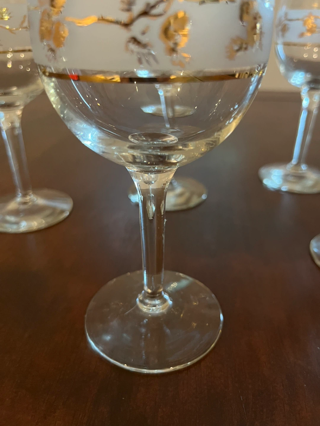 Set of 6 Vintage Gold-Trimmed Wine Glasses - photo 3