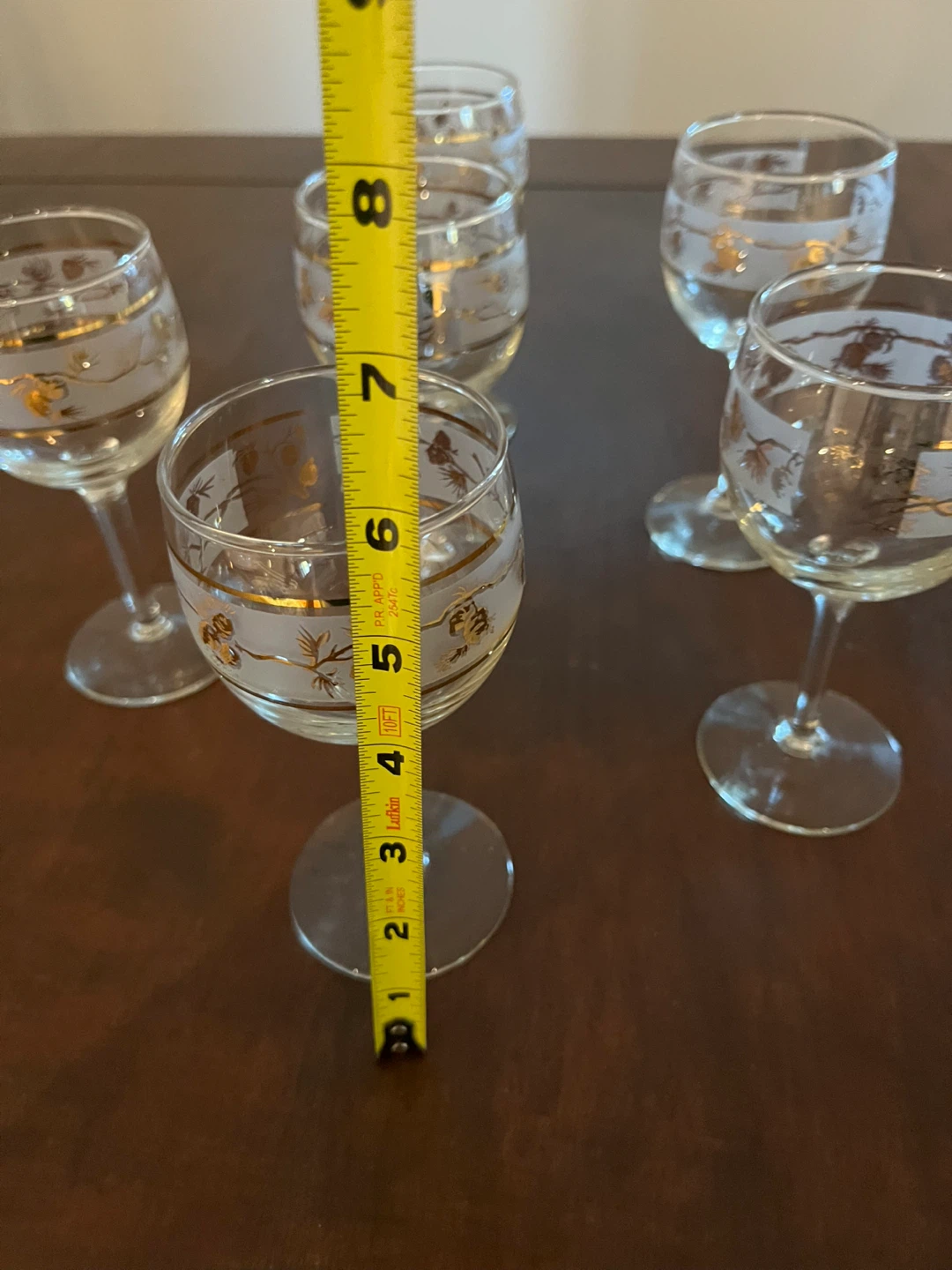 Set of 6 Vintage Gold-Trimmed Wine Glasses - photo 4