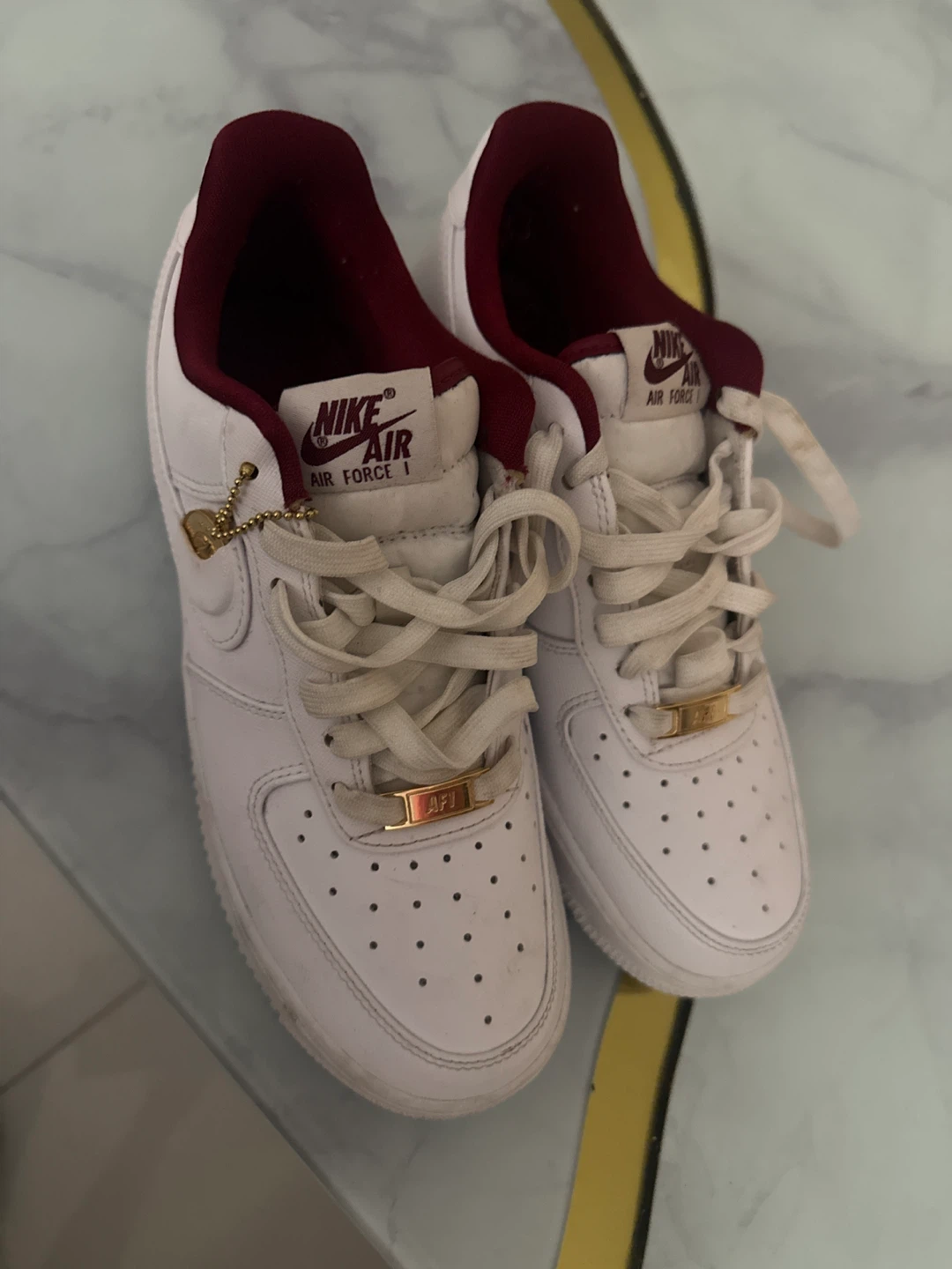Nike Air Force 1 White Maroon Sneakers