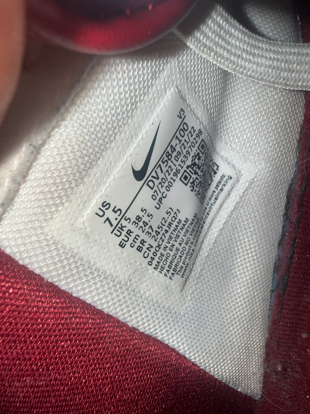 Nike Air Force 1 White Maroon Sneakers - photo 2