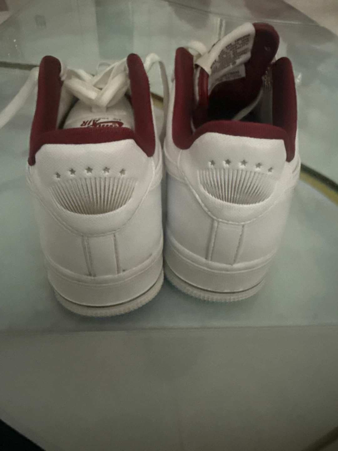 Nike Air Force 1 White Maroon Sneakers - photo 3