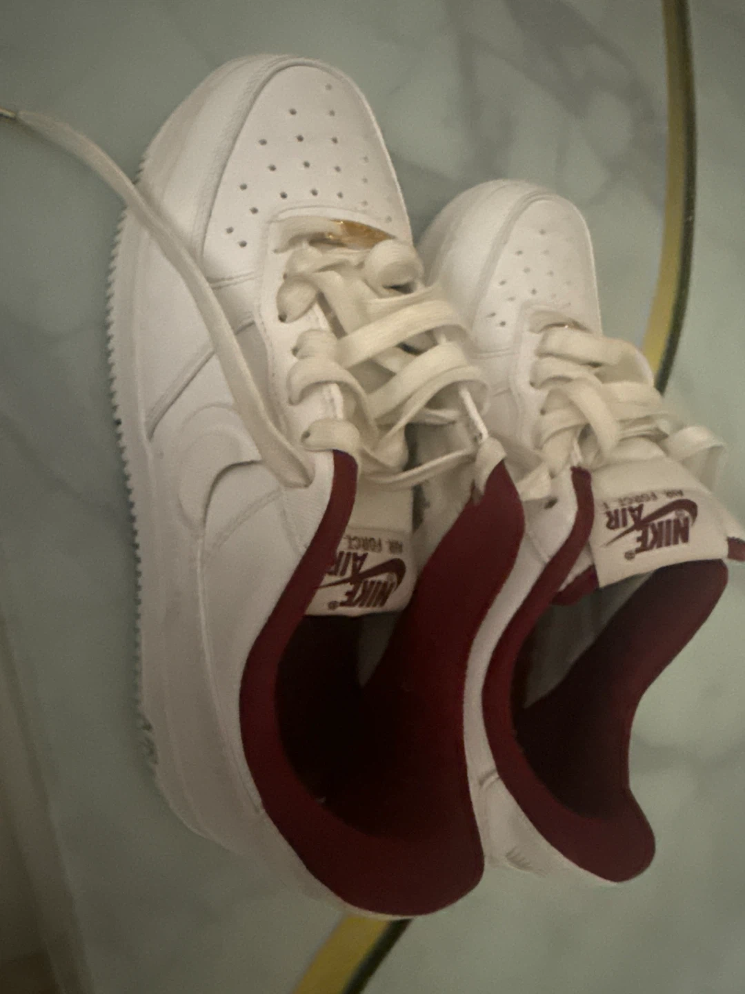 Nike Air Force 1 White Maroon Sneakers - photo 5