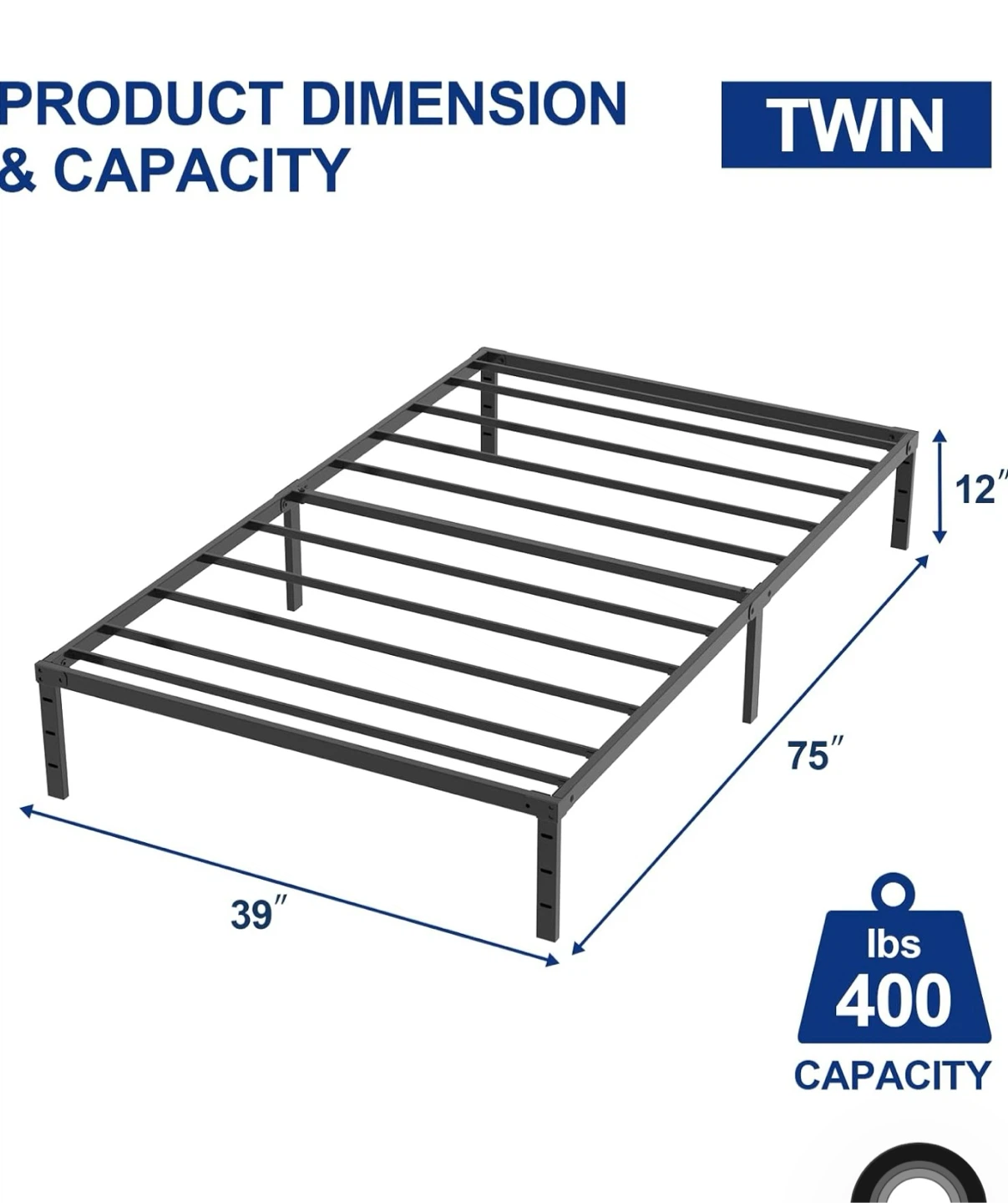 Twin size metal bed frame - photo 3