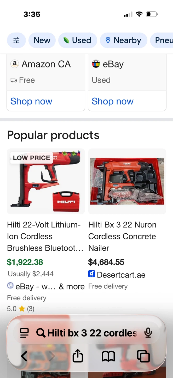 Hilti BX 3-22 Cordless Concrete Nailer Set