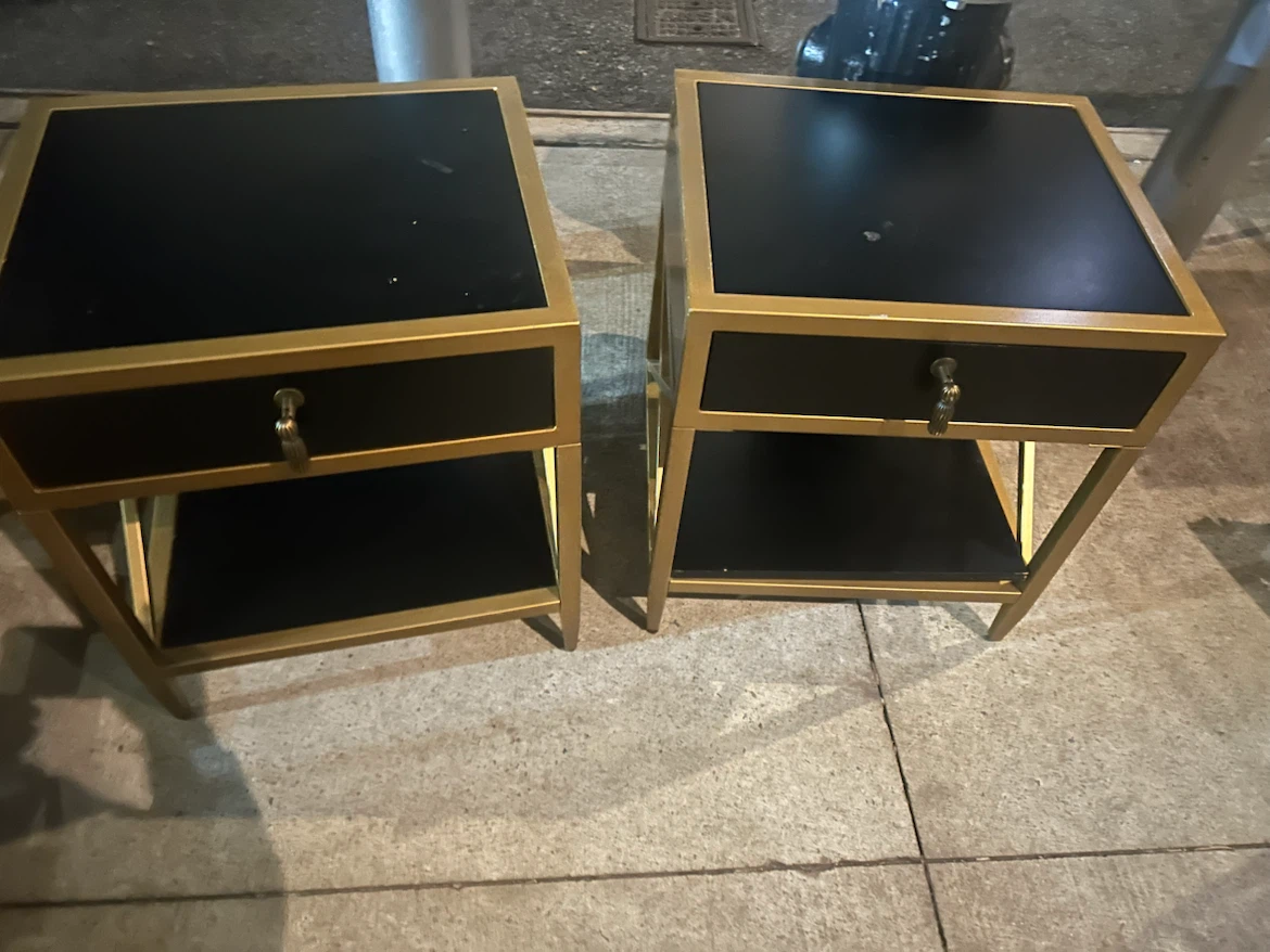 Set of Two Black and Gold Nightstands - photo 2