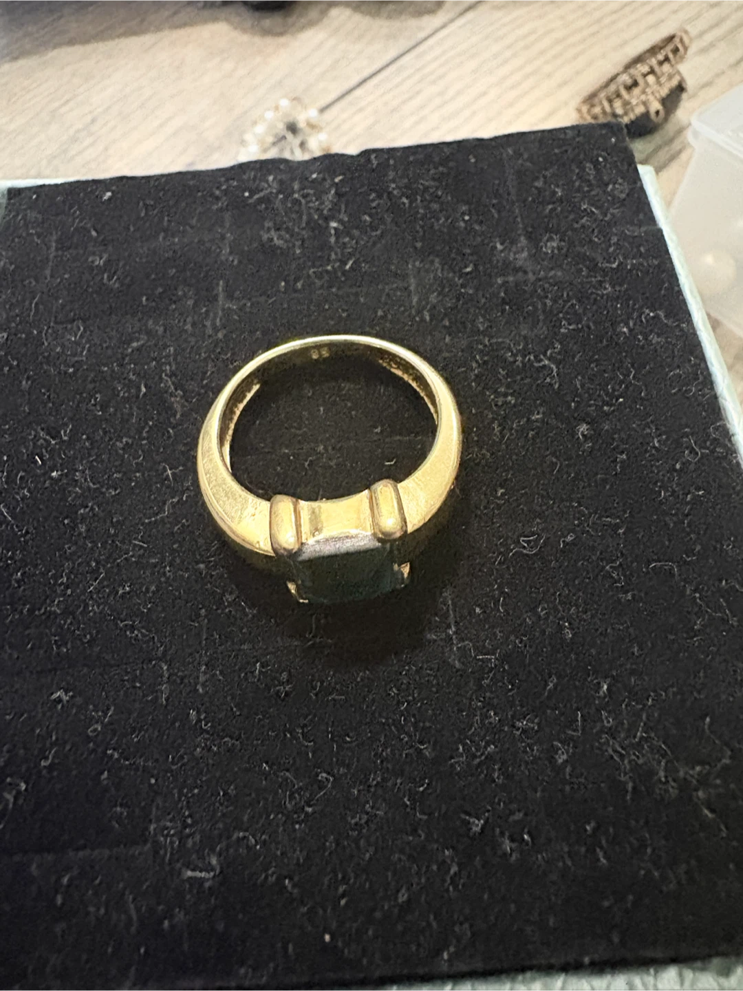 Gold Ring with Square Green Stone - photo 2