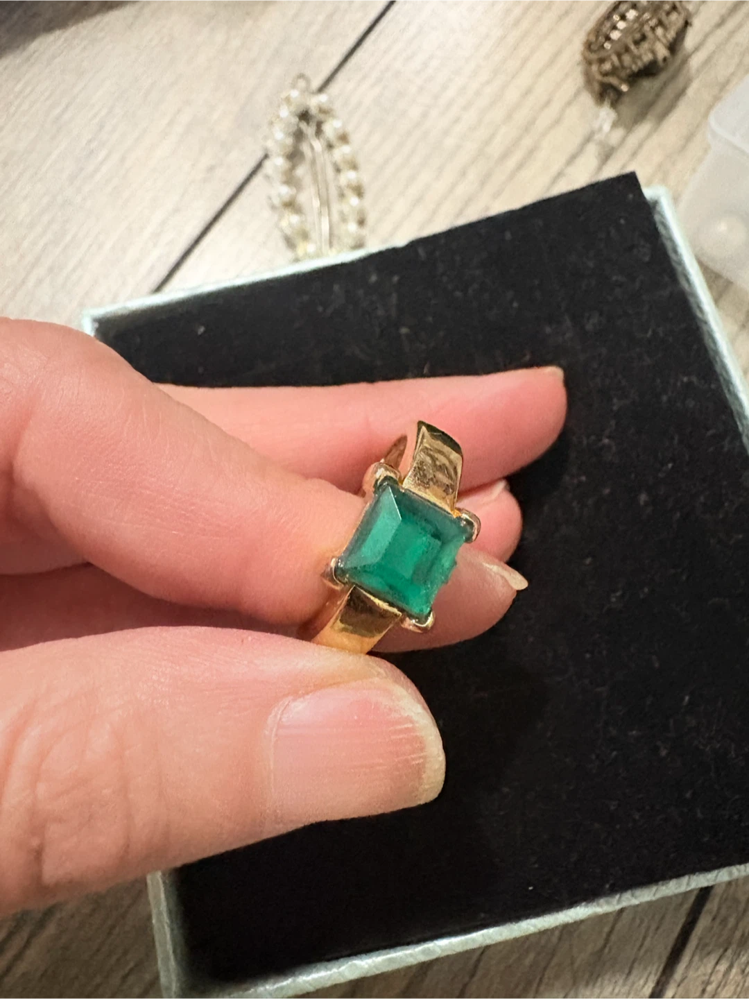 Gold Ring with Square Green Stone - photo 3