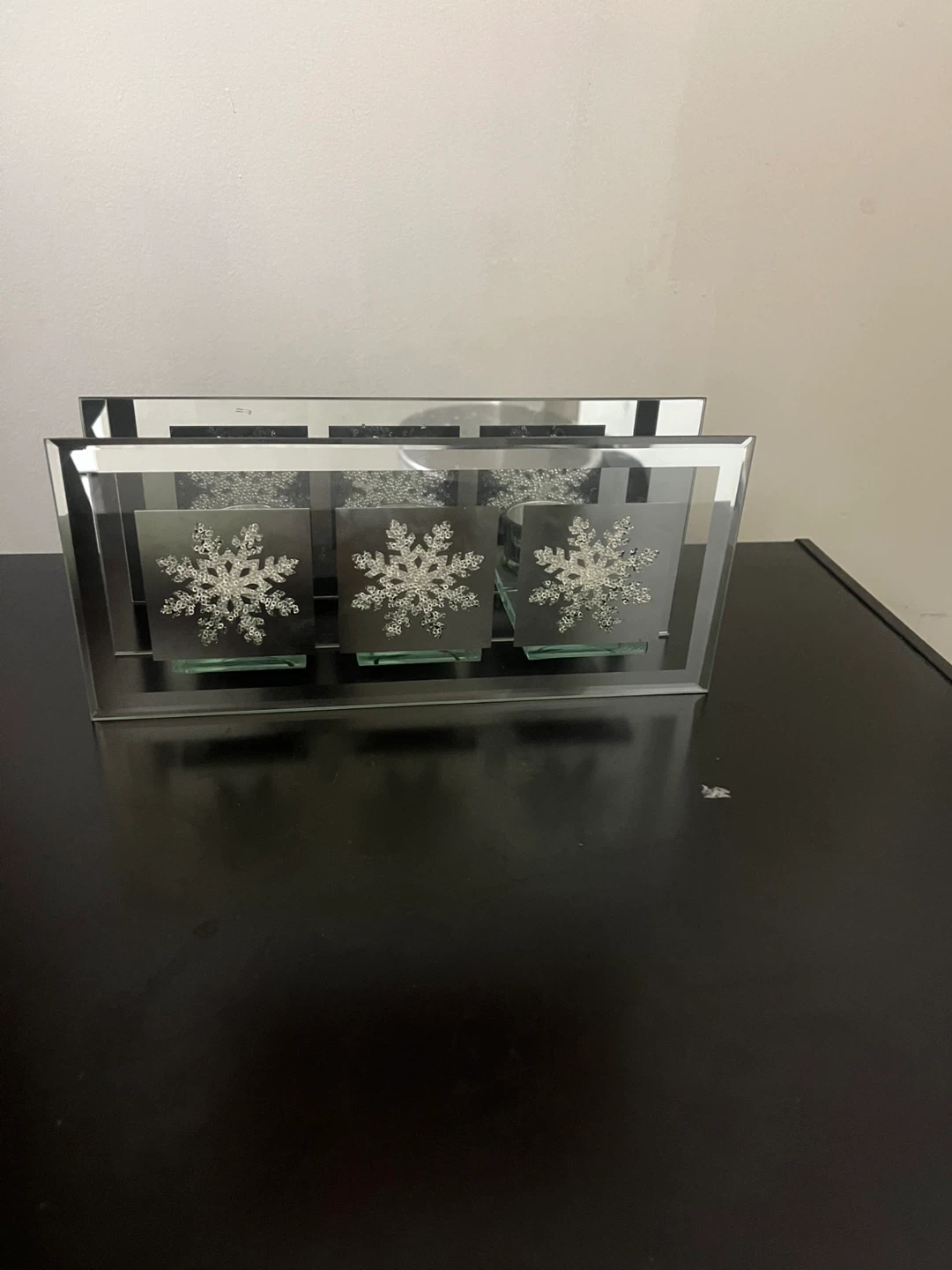 Mirrored Snowflake Tea Light Candle Holder