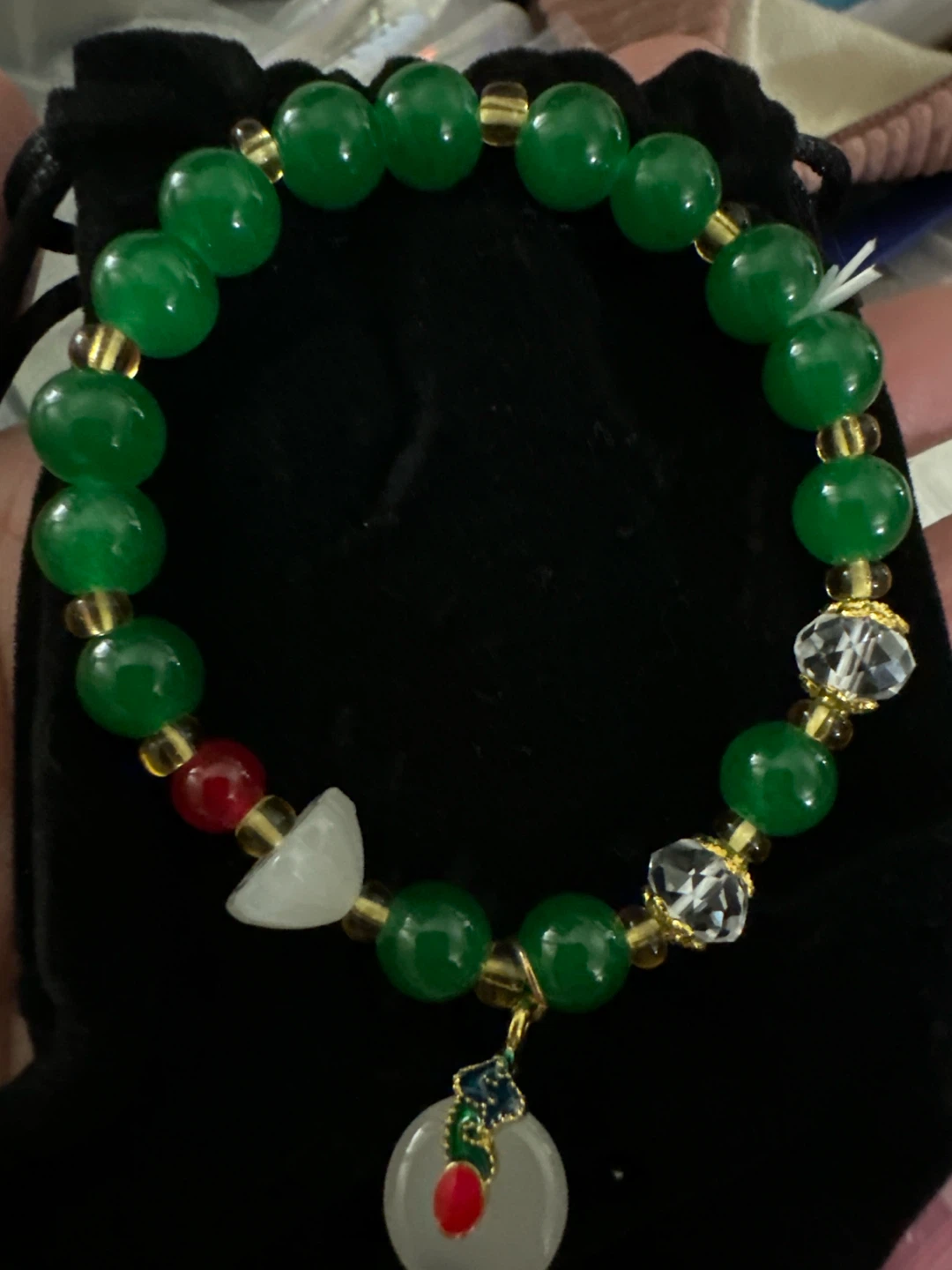 Green Beaded Bracelet with Charm - photo 2