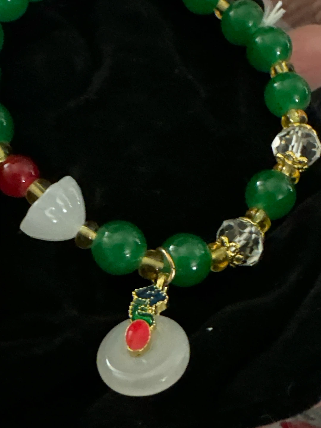 Green Beaded Bracelet with Charm - photo 3
