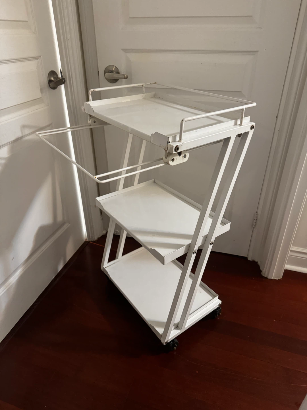 White Rolling Three-Tier Metal Cart