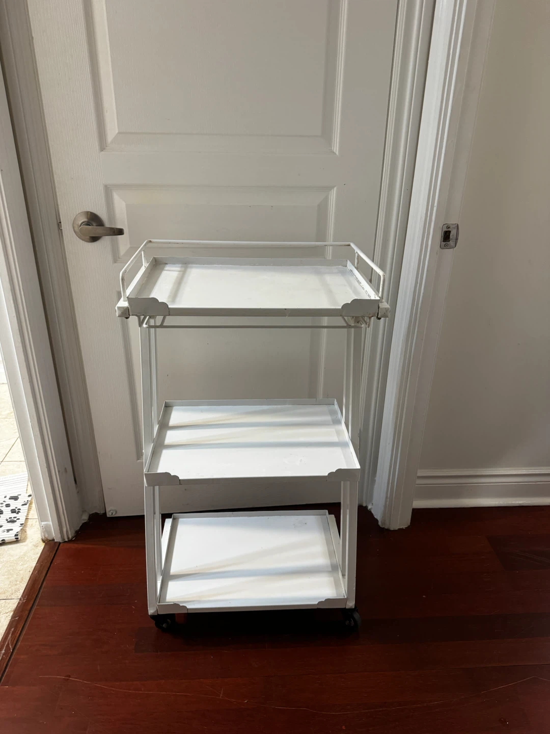 White Rolling Three-Tier Metal Cart - photo 2